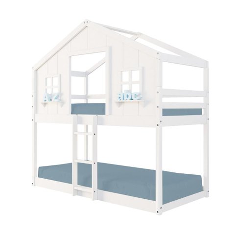 Beliche Infantil Montessori Casinha Dos Sonhos Madeira Maciça Branco Megamobilia