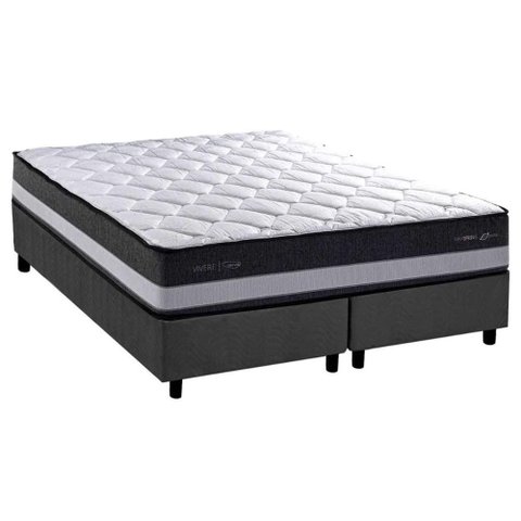 Cama Box King: Colchão Molas Bonnel Herval Maxspring Minsque C1625 + Base Crc Suede Gray (