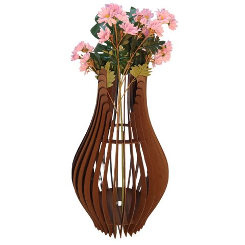 Vaso de Chão Decorativo Grande Andromeda Mdf:marrom/85x30cm