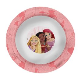 Kit Refeição Infantil Princesas Disney 3 Peças Pratos e Copo - 2