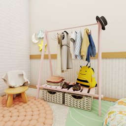 Cabideiro Arara de Roupas Infantil com Prateleira Ludika Mobília - 2