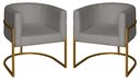 Ver imagem 1 de Kit 2 Poltronas Decorativa Luxo Base de Metal Dourada Escritório Recepção Sala Suede Prata Eli Móvei