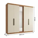 Ver imagem 3 de Guarda-Roupa Casal 5 Portas 4 Gavetas com Espelho MDF 200cm Supremo Yescasa Off White Freijó/Areia