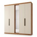 Ver imagem 2 de Guarda-Roupa Casal 5 Portas 4 Gavetas com Espelho MDF 200cm Supremo Yescasa Off White Freijó/Areia