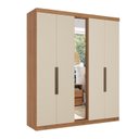 Ver imagem 2 de Guarda-Roupa Casal 5 Portas 4 Gavetas com Espelho MDF 200cm Supremo Off White Freijó/Areia