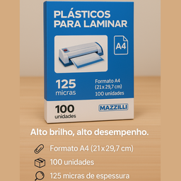 Kit Plastificadora 3x1 A4 + 100 Plástico Plastificação Kp08 110v - 12