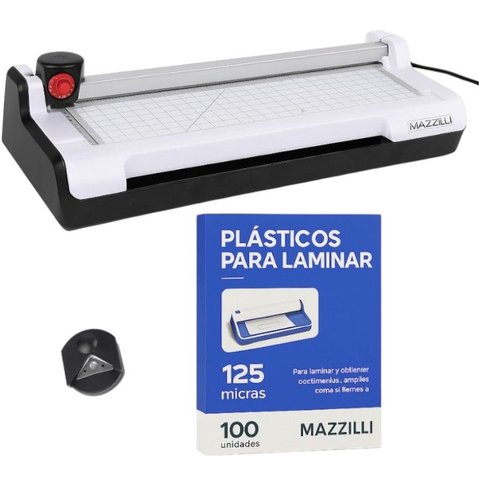 Kit Plastificadora 3x1 A4 + 100 Plástico Plastificação Kp08 110v