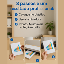 Kit Plastificadora 3x1 A4 + 100 Plástico Plastificação Kp08 110v - 3