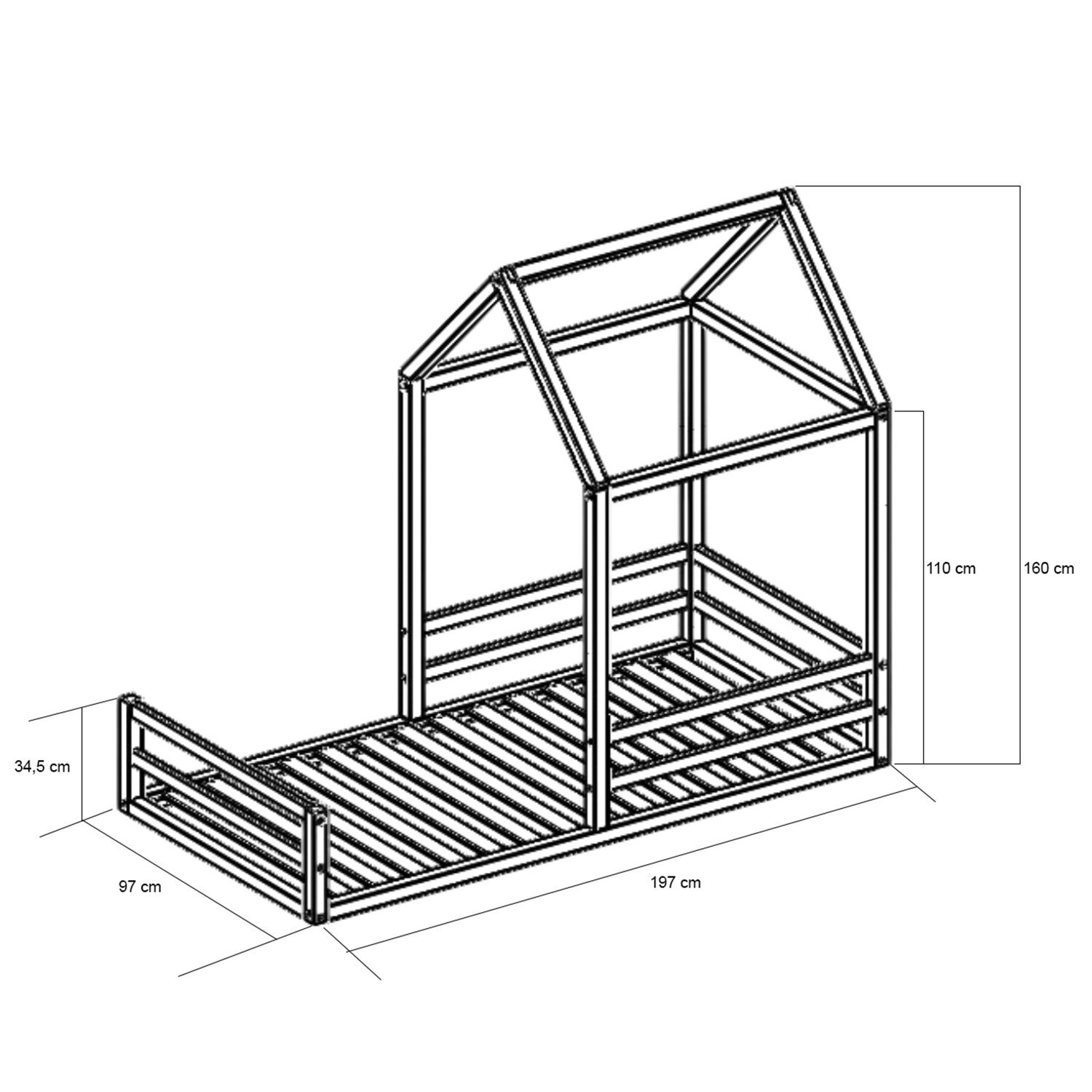 Cama Montessoriana Solteiro Meia Casinha  - 3