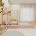Ver imagem 4 de Cama Montessoriana Solteiro Meia Casinha Rosa/Limonada