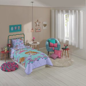 Edredom Patrulha Canina Menina Solteiro Lepper Dupla Face Microfibra Rosa