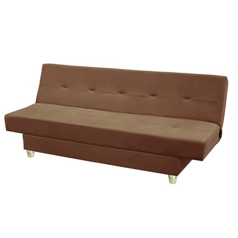 Sofá Cama Reclinável 3 Lugares Xangai Veludo Marrom Café - Meu Estofado Sofá Cama Reclinável 3 Lugar