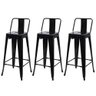 Kit 3 Banquetas Altas C/encosto Tolix Iron Preto Preto - 1