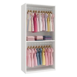 Armário Arara Cabideiro Duplo Expositor Loja Infantil 90x205 Branco