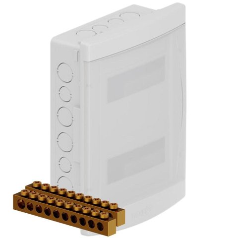 Quadro Distribuição Embutir Disjuntor 12/16 Barramento Neutro/terra Branco Porta Transparente