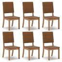Ver imagem 3 de Cadeira Jantar Estofada Pé Madeira Kit 6 Maelis Sintético Caramelo H02 - Mpozenato