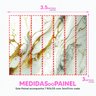 Papel de Parede Painel 3D Mármore Branco Fio Dourado 3,5M Revestimento Auto Colante Marmorizado - 4