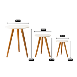 Kit 3 Mesas Laterais 30,40,50cm Decorativas - 3