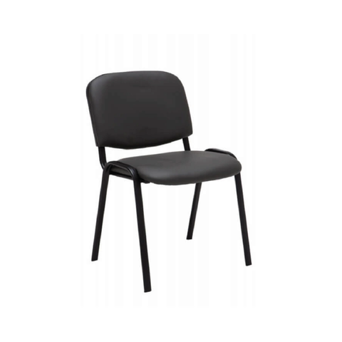 Cadeira de Espera - Base Preta com Estrutura de Metal - Assento Estofado na Cor Preta - Tamanho 55x4
