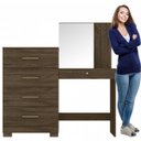 Ver imagem 5 de Cômoda 4 Gavetas com Baú e Espelho Gênova Moval