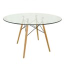 Ver imagem 1 de Mesa Redonda Tampo Vidro e Base Madeira Eiffel Móveis