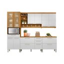 Ver imagem 1 de Cozinha Modulada Completa 5pçs 2 Balcões 2 Aéreos Paneleiro C5p26 Freijó/branco - Nesher