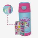 Ver imagem 2 de Garrafa Térmica Infantil Click Canudo 350ml C/adesivo Unicórnio