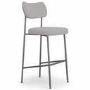 Ver imagem 2 de Kit 2 Banquetas Baixa Sala de Jantar Lisa Pés Preto Linho Cinza m² - Monari Design