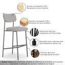 Ver imagem 3 de Kit 2 Banquetas Baixa Sala de Jantar Lisa Pés Preto Linho Cinza m² - Monari Design
