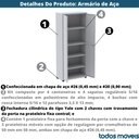 Ver imagem 3 de Armário Alto 2 Portas Pandin 90 Cm (largura) Inmetro Estrutura e Portas Aço Branco C/ Chave