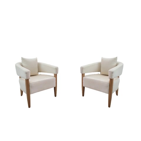 Kit 2 Poltrona Decorativa Valentina Luxo Dora Bela - Linho 1002