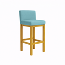 Ver imagem 1 de Banqueta Viena Alta Estofada em Veludo com Base de Madeira Azul-turquesa Liberty Móveis