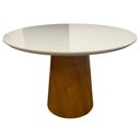 Ver imagem 1 de Mesa Ravena 110x110cm Redonda Castanho Vidro Off White