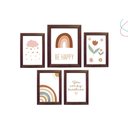 Ver imagem 1 de Kit 5 Quadros Decorativos Arco-íris Boho Escandinavo:tabaco