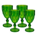Ver imagem 1 de Jogo 4 Taças de Acrílico Verde Diamond Diamante Festa Piscina Plástico 330ml Lyor