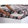 Capa de Colchão Queen 30cm + Fronha Protetor com Zíper Malha Estampada:23 Flor Rosa e Cinza - 2