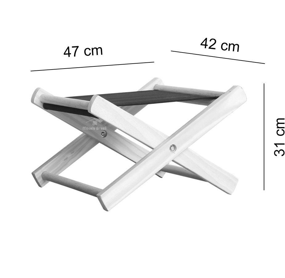 Suporte de Malas e Bagagens em Madeira Maciça Dobrável com Tecido Azul Escuro - 3