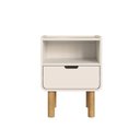 Ver imagem 2 de Mesa de Cabeceira 45cm 1 Gaveta Orgânica Pé Madeira Aura| Offwhite