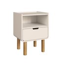 Ver imagem 1 de Mesa de Cabeceira 45cm 1 Gaveta Orgânica Pé Madeira Aura| Offwhite