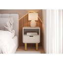 Ver imagem 4 de Mesa de Cabeceira 45cm 1 Gaveta Orgânica Pé Madeira Aura| Offwhite