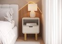 Ver imagem 4 de Mesa de Cabeceira 45cm 1 Gaveta Orgânica Pé Madeira Aura| Offwhite
