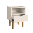 Ver imagem 3 de Mesa de Cabeceira 45cm 1 Gaveta Orgânica Pé Madeira Aura| Offwhite