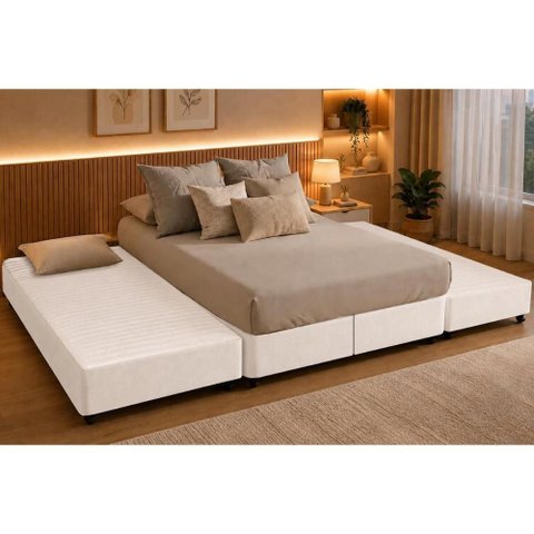 Cama Box c/2 Auxiliares King MH1453 White Herval 193x203x34