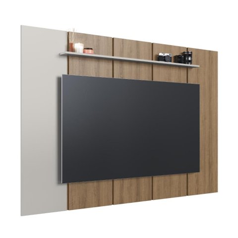 Painel para TV até 75" 200cm com Prateleira Passa-Fios Paris Cor Arenas/Marrom - Art In Móveis