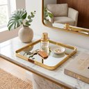 Ver imagem 6 de Bandeja Decorativa de Metal Dourado 1x25x25cm Servir Mesa Organizar Café
