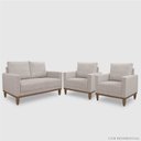 Ver imagem 1 de Conj. 03 Peças Poltrona e Living Namoradeira Sara - Linho Nude