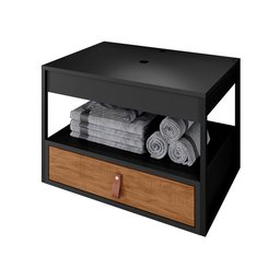 Gabinete para Banheiro Harley com 1 Gaveta e Cuba Dalla Preto/preto/canela - 6