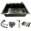 Ver imagem 3 de Cuba Cozinha Aço Inox Preta Quadrada 60x45 C/ Torneira