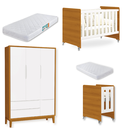 Ver imagem 2 de Quarto de Bebê Berço Evolution + Guarda Roupa Infantil 3P e 2g Branco Savana Classic 02 Colchoões
