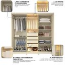 Ver imagem 7 de Guarda-Roupa Casal 3 Portas 1 Porta Reflecta com LED com Pés 100% MDF Royale Off White